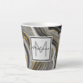 Monogram modern goud en grijs geanide geode latte mok (Voorkant)