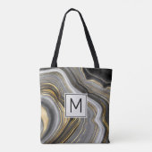 Monogram modern goud en grijs geanide geode tote bag (Achterkant)