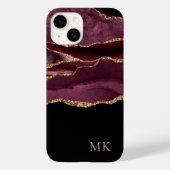 Monogram modern goud en marmer Agate Case-Mate iPhone Case (Achterkant)