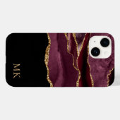Monogram modern goud en marmer Agate Case-Mate iPhone Case (Achterkant (horizontaal))