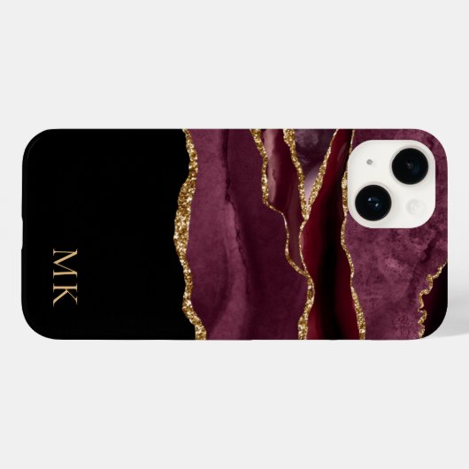 Monogram modern goud en marmer Agate Case-Mate iPhone Case (Achterkant (horizontaal))