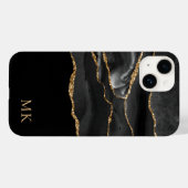 Monogram modern goud en zwart marmer Agate Case-Mate iPhone Case (Achterkant (horizontaal))