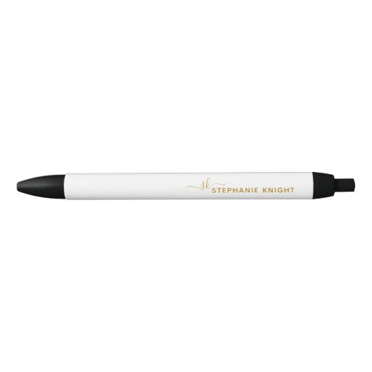 Monogram Modern Gouden Script Calligraphy Maatwerk Zwarte Inkt Pen (Voorkant)