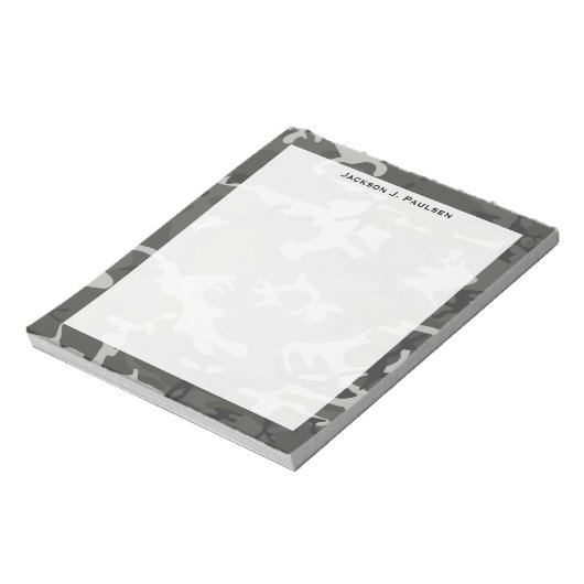 Monogram Modern Gray Abstract Camouflage Notitieblok (Linkerzijde)