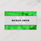Monogram Modern Green Grunge Background Visitekaartje (Voorkant)