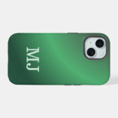 Monogram Modern Green Holiday iPhone 15 Case (Achterkant horizontaal)