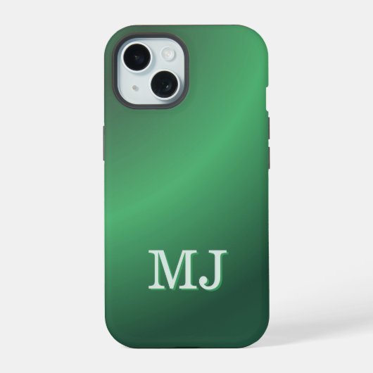 Monogram Modern Green Holiday iPhone 15 Case (Achterkant)