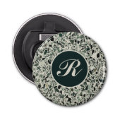 Monogram Modern Green Terrazzo Button Flesopener (Voorkant)
