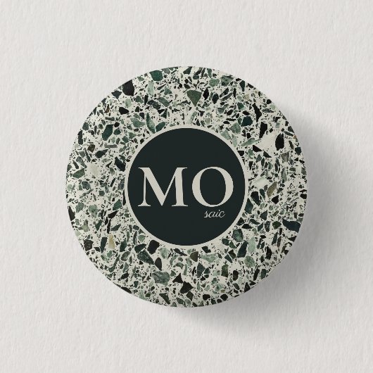 Monogram Modern Green Terrazzo Ronde Button 3,2 Cm (Voorkant)