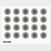 Monogram Modern Green Terrazzo Ronde Sticker (Vel)