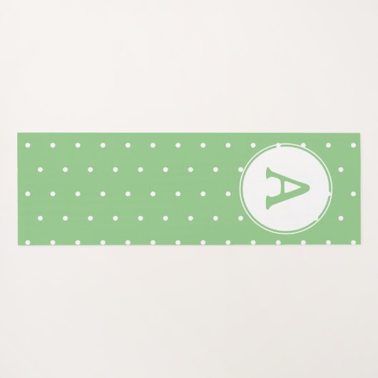 Monogram Modern Green White Polka Dot Pattern Yogamat (Achterkant (horizontaal))