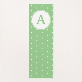 Monogram Modern Green White Polka Dot Pattern Yogamat