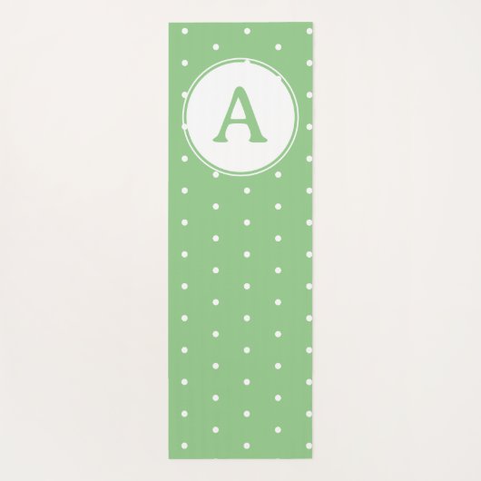 Monogram Modern Green White Polka Dot Pattern Yogamat (Achterkant)