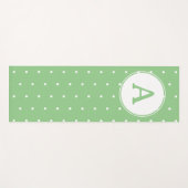 Monogram Modern Green White Polka Dot Pattern Yogamat (Voorkant (horizontaal))