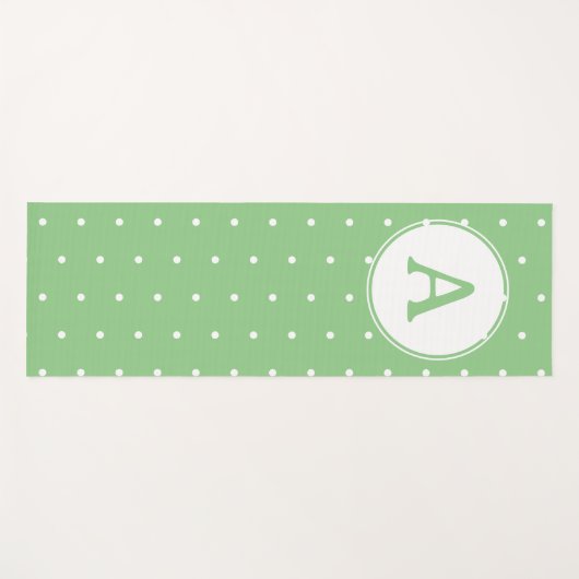 Monogram Modern Green White Polka Dot Pattern Yogamat (Voorkant (horizontaal))