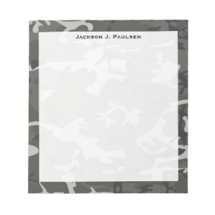 Monogram Modern Grijs Abstract Camo Camouflage Notitieblok