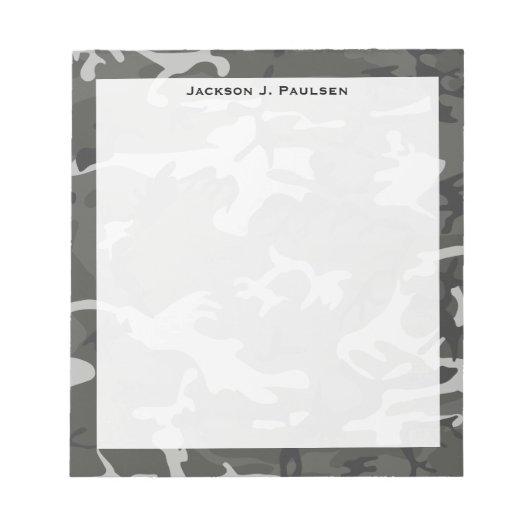 Monogram Modern Grijs Abstract Camo Camouflage Notitieblok (Voorkant)
