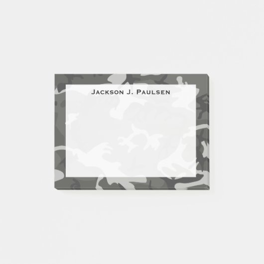 Monogram Modern Grijs Abstract Camo Camouflage Post-it® Notes (Voorkant)