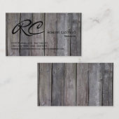 Monogram modern grijs houtpatroon visitekaartje (Voorkant / Achterkant)