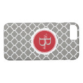 Monogram modern grijs rood geometrisch Case-Mate iPhone case (Achterkant (Horizontaal))