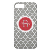Monogram modern grijs rood geometrisch Case-Mate iPhone case (Achterkant)