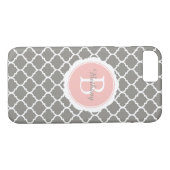Monogram modern grijs roze geometrisch Case-Mate iPhone case (Achterkant (Horizontaal))