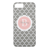 Monogram modern grijs roze geometrisch Case-Mate iPhone case (Achterkant)