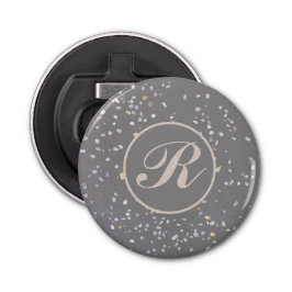 Monogram Modern Grijs Terrazzo Button Flesopener