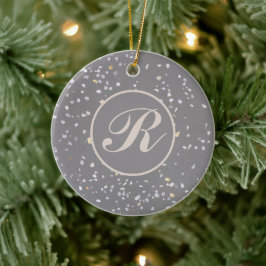 Monogram Modern grijs terrazzo Keramisch Ornament