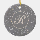 Monogram Modern grijs terrazzo Keramisch Ornament (Voorkant)