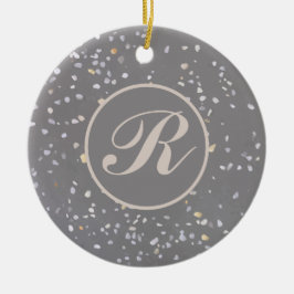 Monogram Modern grijs terrazzo Keramisch Ornament