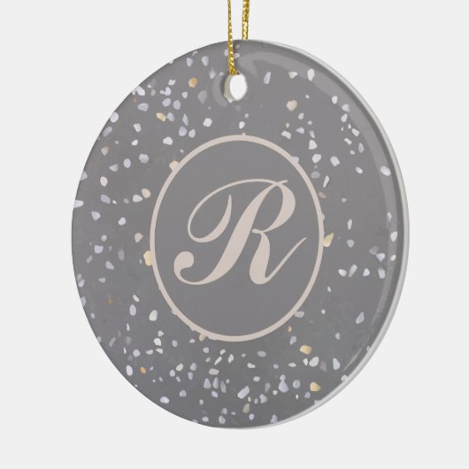 Monogram Modern grijs terrazzo Keramisch Ornament (Links)