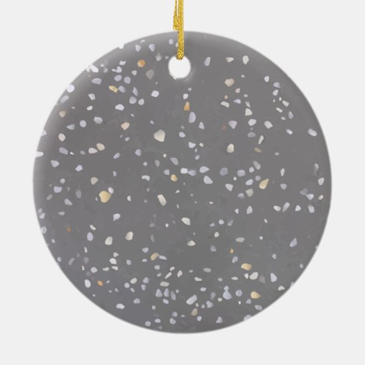 Monogram Modern grijs terrazzo Keramisch Ornament (Achterkant)