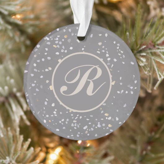 Monogram Modern Grijs Terrazzo Ornament (Boom)