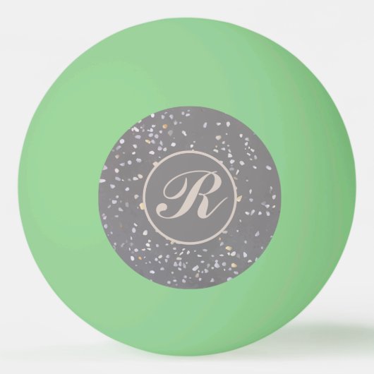 Monogram Modern grijs terrazzo Pingpongbal (Voorkant)