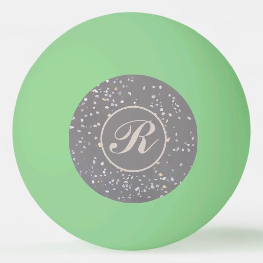Monogram Modern grijs terrazzo Pingpongbal (Achterkant)