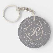 Monogram Modern Grijs Terrazzo Sleutelhanger (Voorkant)