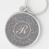 Monogram Modern grijs terrazzo Sleutelhanger (Voorkant)