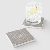Monogram Modern grijs terrazzo Stenen Onderzetter (Zijkant)