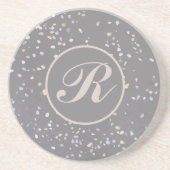 Monogram Modern Grijs Terrazzo Zandsteen Onderzetter (Voorkant)