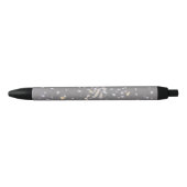 Monogram Modern Grijs Terrazzo Zwarte Inkt Pen (Voorkant)