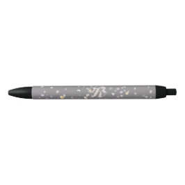 Monogram Modern Grijs Terrazzo Zwarte Inkt Pen