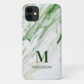Monogram Modern Groen Wit Stijlvol Gepersonaliseer Case-Mate iPhone Case (Achterkant)