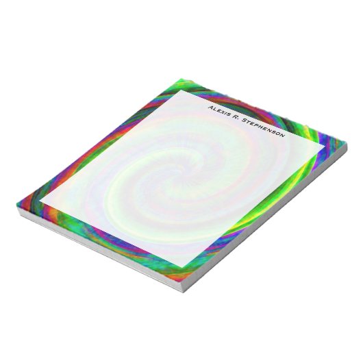 Monogram Modern Grunge Spiral Rainbow Tie Dye Notitieblok (Linkerzijde)