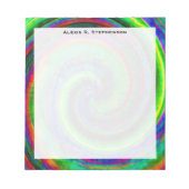 Monogram Modern Grunge Spiral Rainbow Tie Dye Notitieblok (Voorkant)