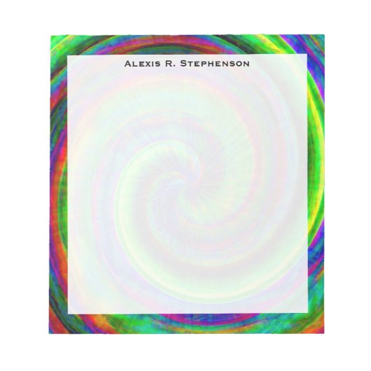 Monogram Modern Grunge Spiral Rainbow Tie Dye Notitieblok (Voorkant)