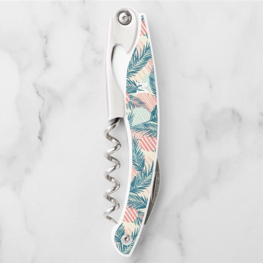 Monogram Modern Grunge Tropical Palm Pattern Kurkentrekker (Voorkant)