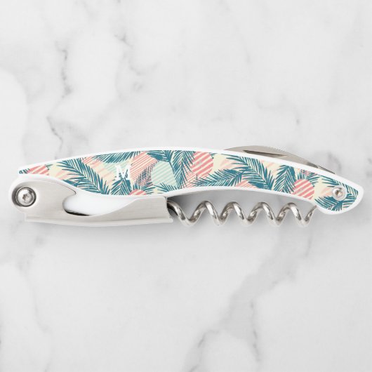 Monogram Modern Grunge Tropical Palm Pattern Kurkentrekker (Voorkant)