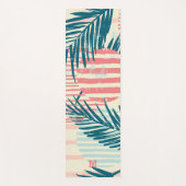 Monogram | Modern Grunge Tropical Palm Pattern Yogamat (Voorkant)