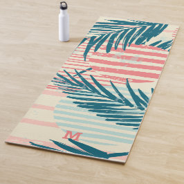 Monogram | Modern Grunge Tropical Palm Pattern Yogamat